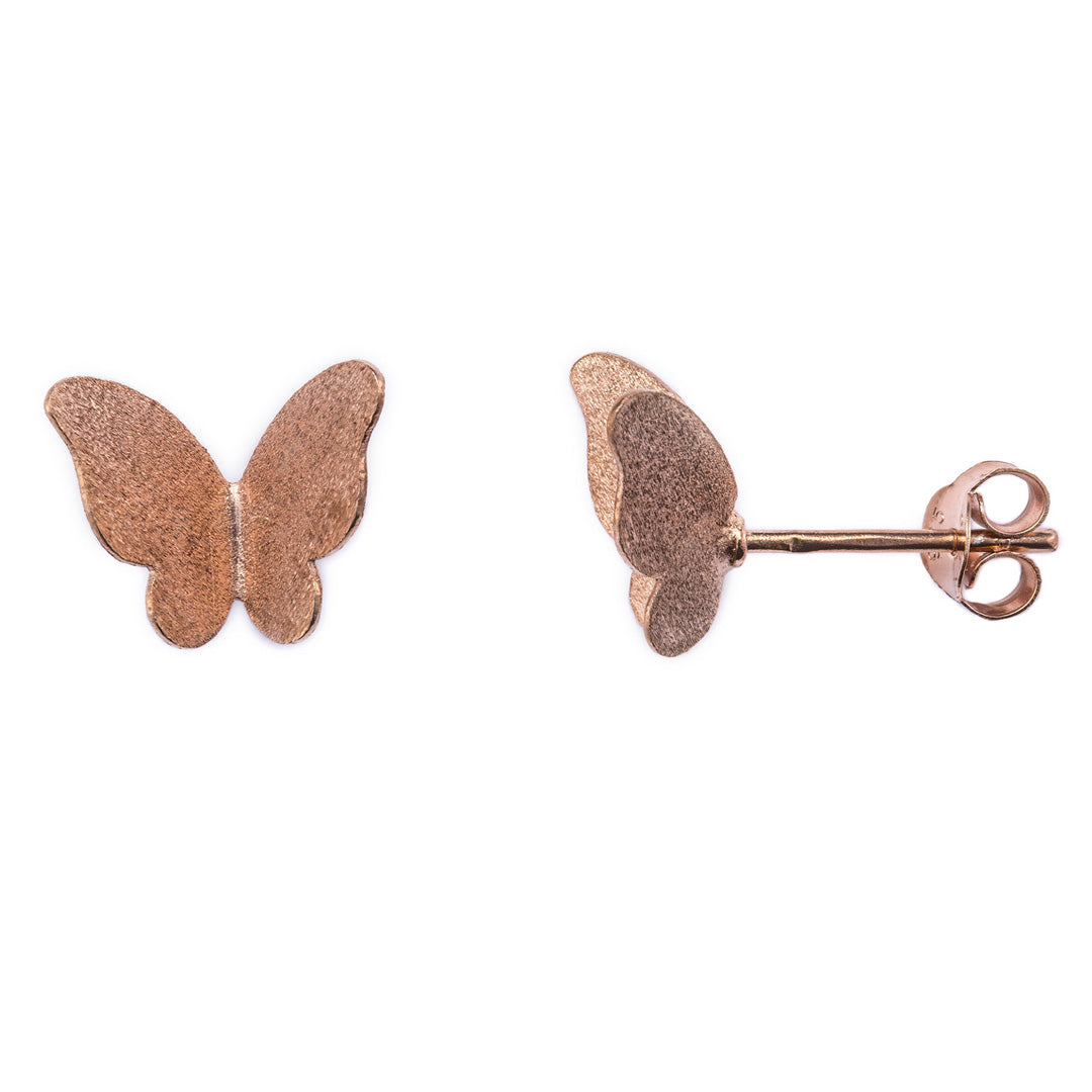 Rose gold-plated silver butterfly earrings with push back. - Image 2