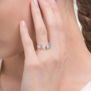 Silver butterfly ring.