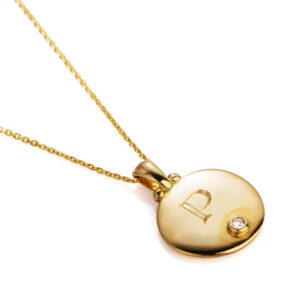 18ct Yellow Gold & Diamond Initial Pendant Necklace