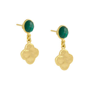 Yellow Gold Emerald Irish Clover Drops