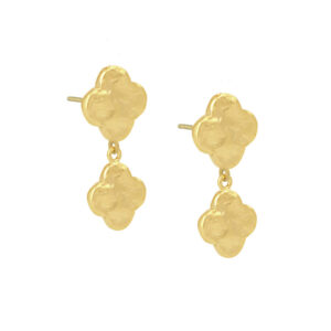 Gold Double Drop Irish Clover Earrings