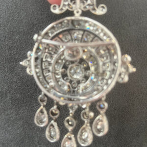 Antique 16cts Old Mine Cut Diamond Tassel Fringe Pendant come Brooch
