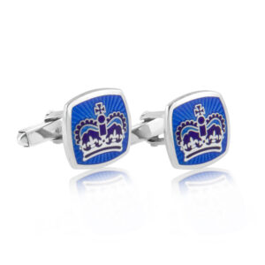 Silver Enamel Crown Cufflinks