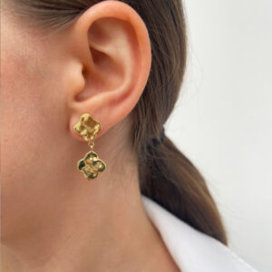 Gold Double Drop Irish Clover Earrings