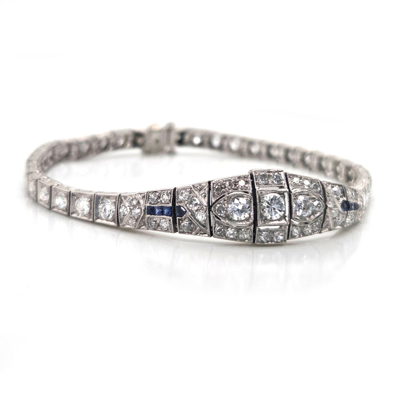 Art Deco Diamond and Sapphire Bracelet, Circa 1920s - Image 2