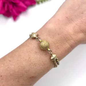 Antique 9 ct Gold, Victorian Belcher Link Orb Albertina Bracelet