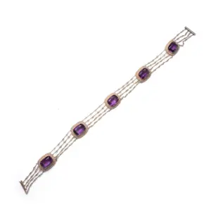 Victorian Natural Pearl And Amethyst Necklace in 14 ct Gold