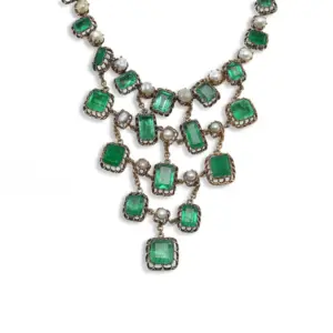 Georgian Emerald And Natural Pearl Necklace