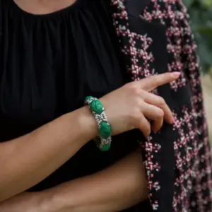 Platinum Jadeite Jade and Diamond Bracelet