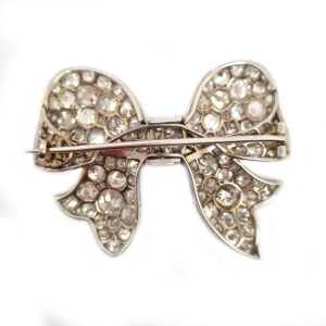 Antique Old Mine Cut Diamond Bow Brooch