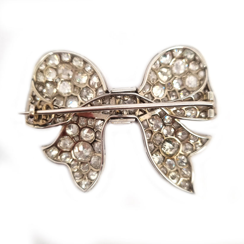 Antique Old Mine Cut Diamond Bow Brooch - Image 2