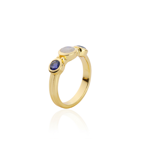 Iris Three Gemstones Ring Iolite & Moonstone - Image 2