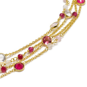 Hydra Multi-Strand Gold Chain and Gemstone Bracelet