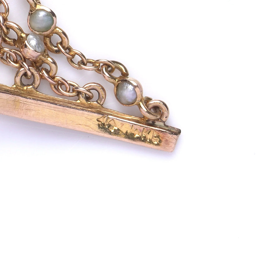 Victorian Natural Pearl And Amethyst Necklace in 14 ct Gold - Image 3