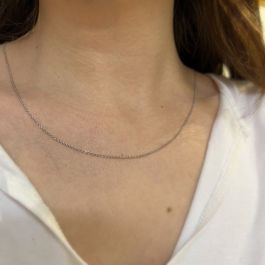 18ct White Gold Round Wire Trace Link Chain - Image 2