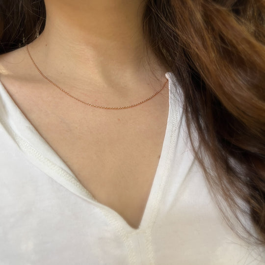 9ct Rose Gold Round Wire Trace Link Chain - Image 2