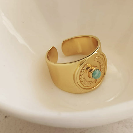 Kotinos Olive Wreath Coin Ring: Amazonite - Image 2