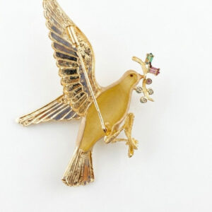 Vintage Diamond and 18ct Gold Large Flying Bird Brooch, Circa 1935