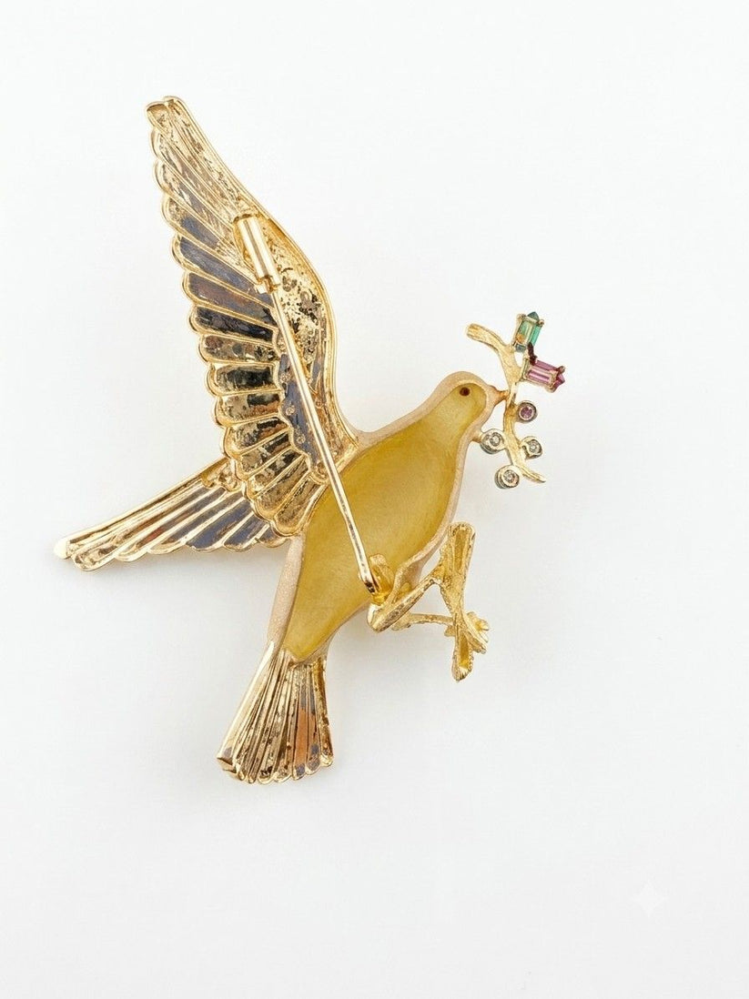 Vintage Diamond and 18ct Gold Large Flying Bird Brooch, Circa 1935 - Image 2
