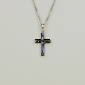 18ct White Gold 0.05ct Round Brilliant Diamond Cross Pendant