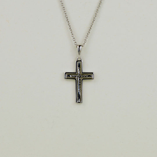 18ct White Gold 0.05ct Round Brilliant Diamond Cross Pendant - Image 2