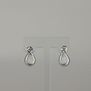 9ct White Gold 1.49ct Pear Opal and Diamond Stud Earrings