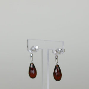 9ct White Gold 14.00ct Pear Briolette Garnet and Diamond Drop Earrings