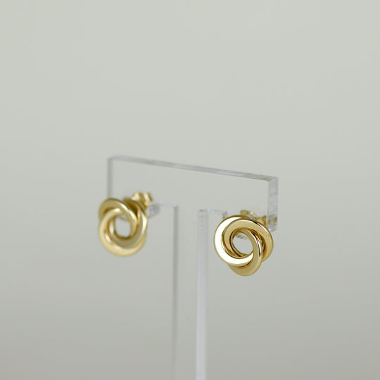 9ct Yellow Gold Flat Knot Stud Earrings - Image 2