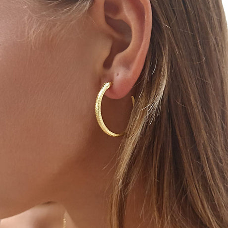 Medusa Gold Snake Hoop Earrings - Image 2