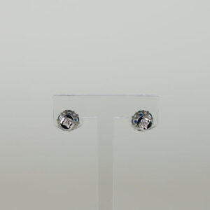 Platinum 0.78ct Round Sapphire and Diamond Stud Earrings