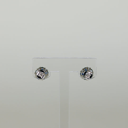 Platinum 0.78ct Round Sapphire and Diamond Stud Earrings - Image 2