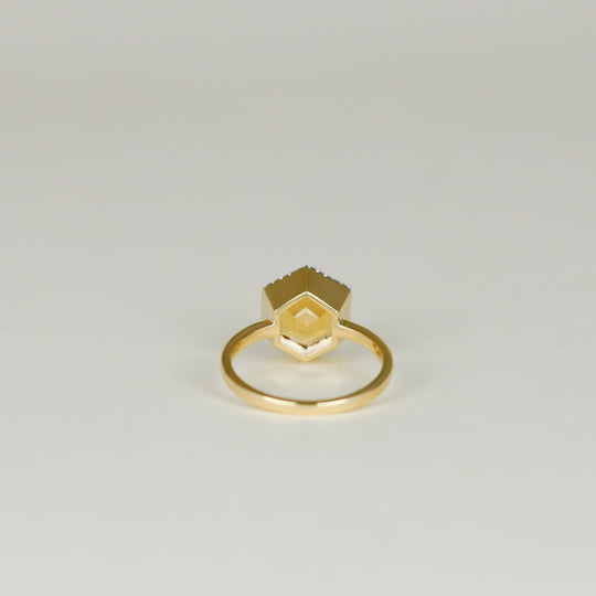 9ct Yellow Gold 2.11ct Hexagon Citrine and Diamond Dress Ring - Image 3