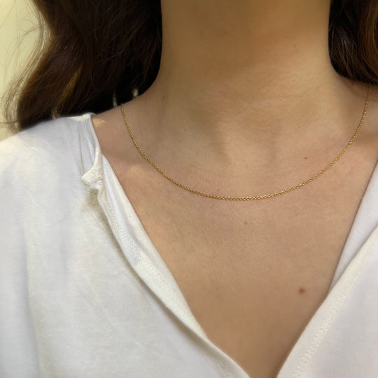 18ct Yellow Gold Round Wire Trace Link Chain - Image 2