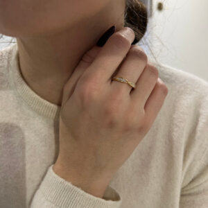18ct Yellow Gold 0.20ct Twisted Half Eternity Ring