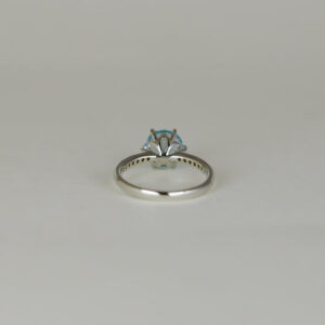 9ct White Gold 2.19ct Round Blue Topaz and Diamond Ring