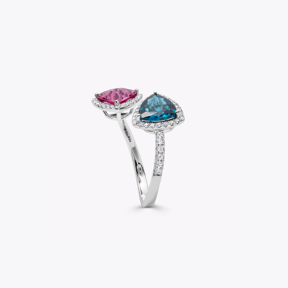 Special Editions Green Tourmaline and Pink Tourmaline Toi et Moi Ring - Image 2