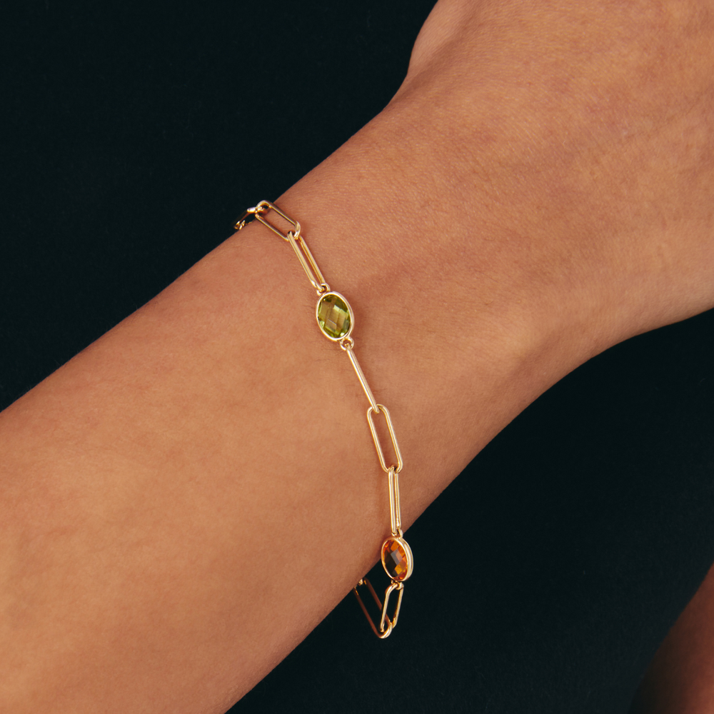 Everyday Gold Multi Gemstone Chain Bracelet - Image 2