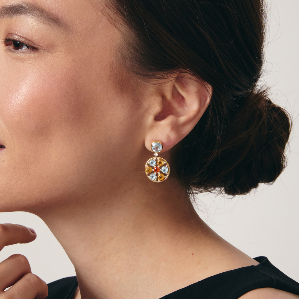 Fireworks Blue Topaz Spinner Earrings - Image 3