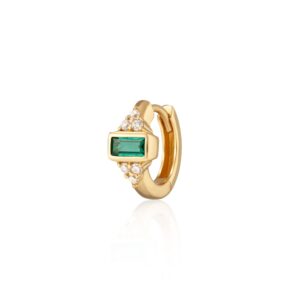 Gold Audrey Green Stone 7mm Cartilage Hoop Single Earring