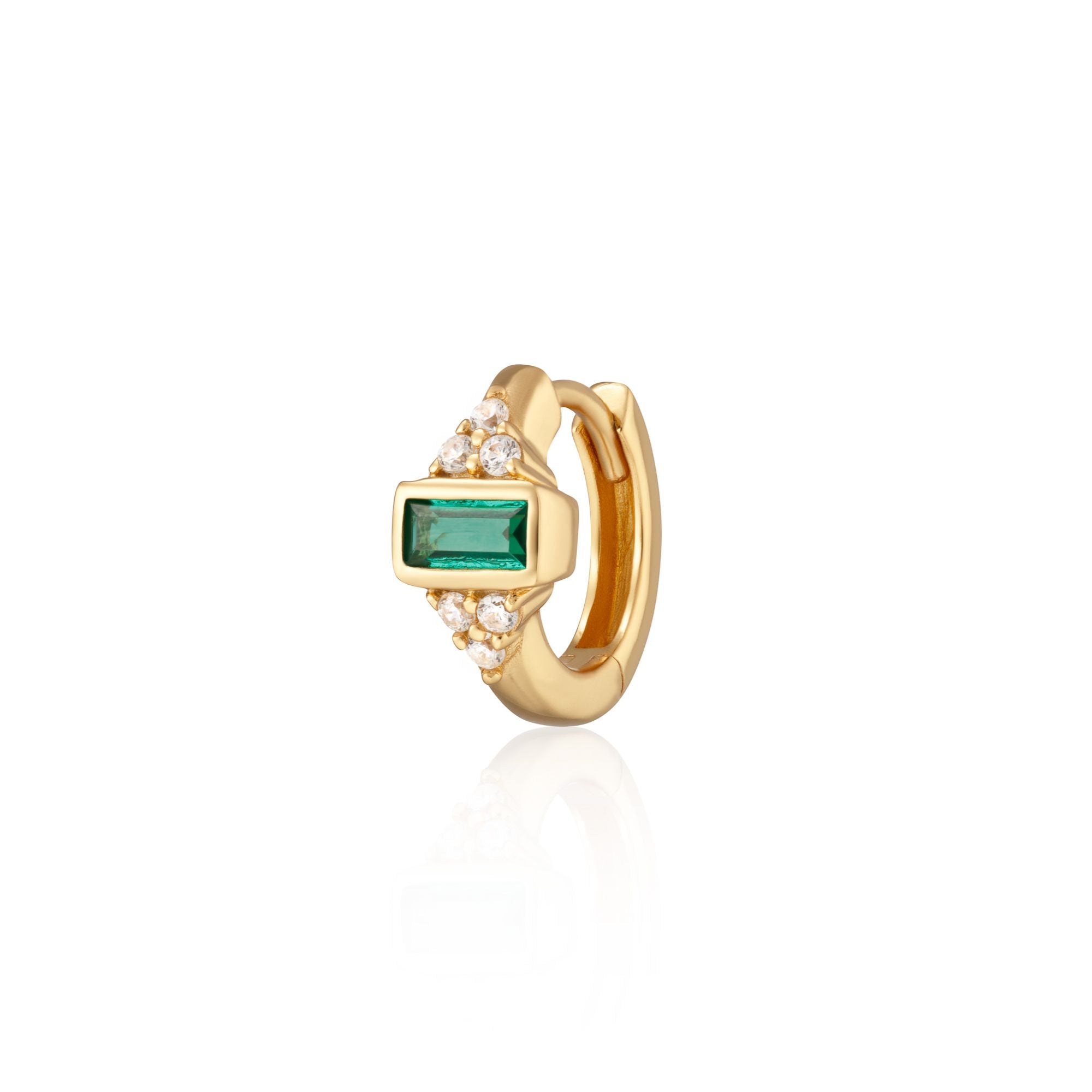 Gold Audrey Green Stone 7mm Cartilage Hoop Single Earring - Image 2