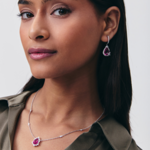 Thorns & Roses Rubellite Pear and Graduated Diamond Necklace