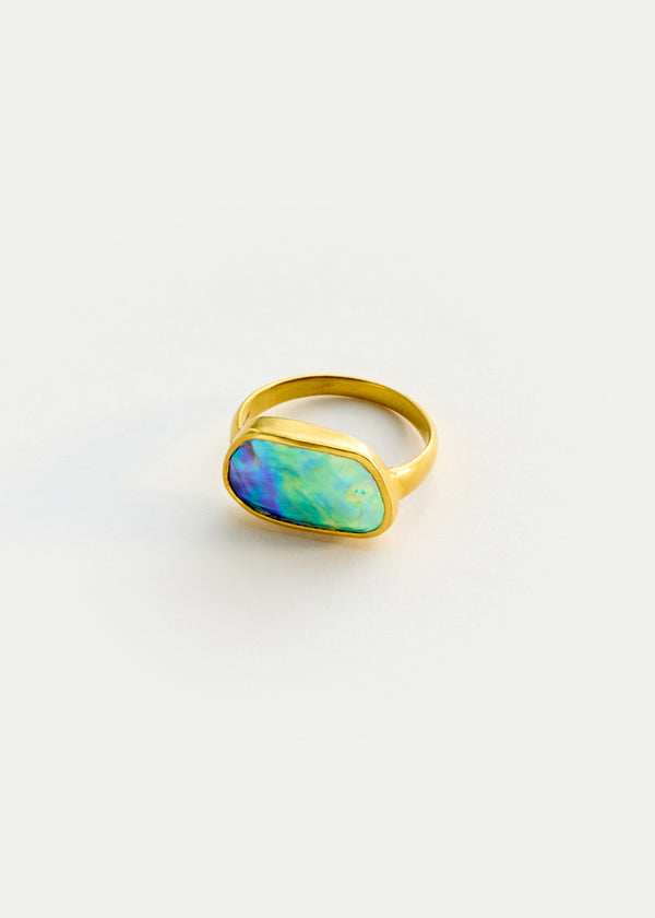 18kt Gold Beachcomber Abalone Shell Greek Ring - Image 2
