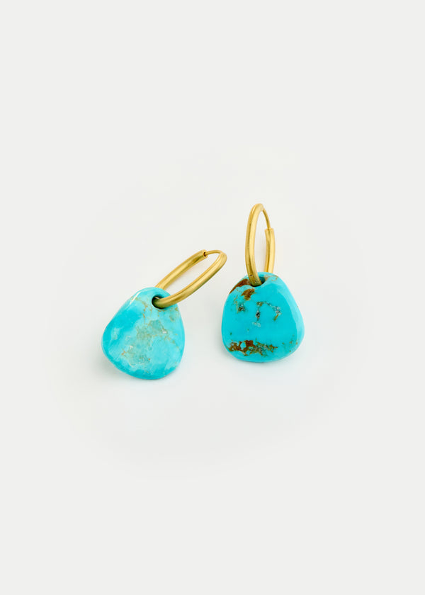18kt Gold Hathor Turquoise Hoop Earrings - Image 2