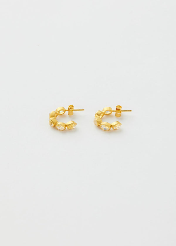 18kt Gold Theia Herkimer Diamond Small Hoops - Image 3