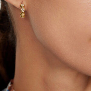 18kt Gold Theia Herkimer Diamond Small Hoops