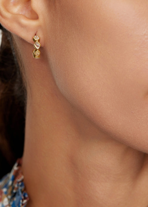 18kt Gold Theia Herkimer Diamond Small Hoops - Image 4