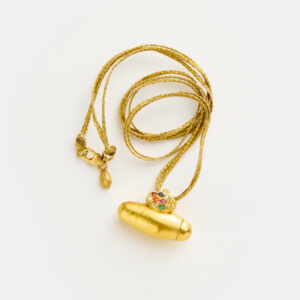 22kt Gold Amulet with Navratna Crest on Cord