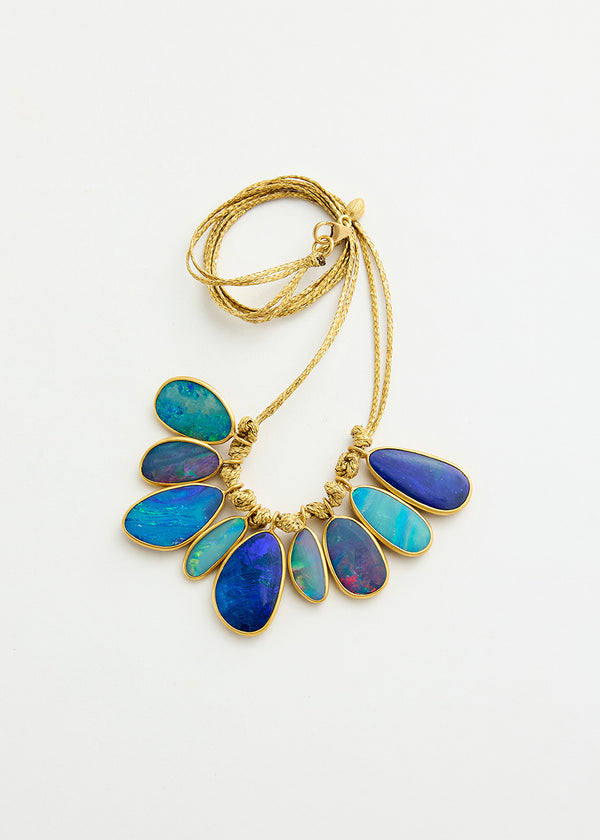 18kt Gold Alectrona Opal Cluster on Cord - Image 2