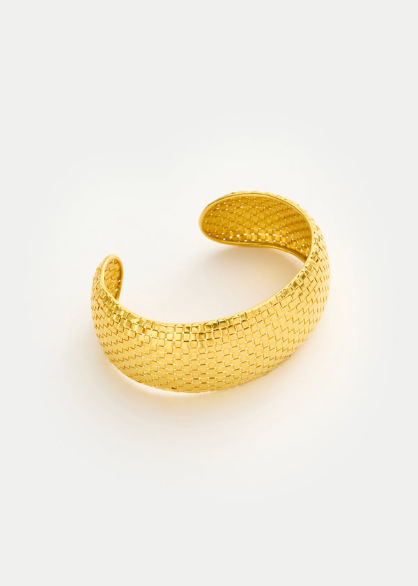 18kt Gold PSTM Myanmar Shway Large Woven Cuff - Image 2