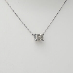 East to West - Horizontal Emerald Cut Lab Grown Diamond Pendant